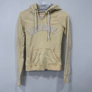 Abercrombie Fitch Yellow Graphic Hoodie Pullover Long Sleeve Women's Size S
